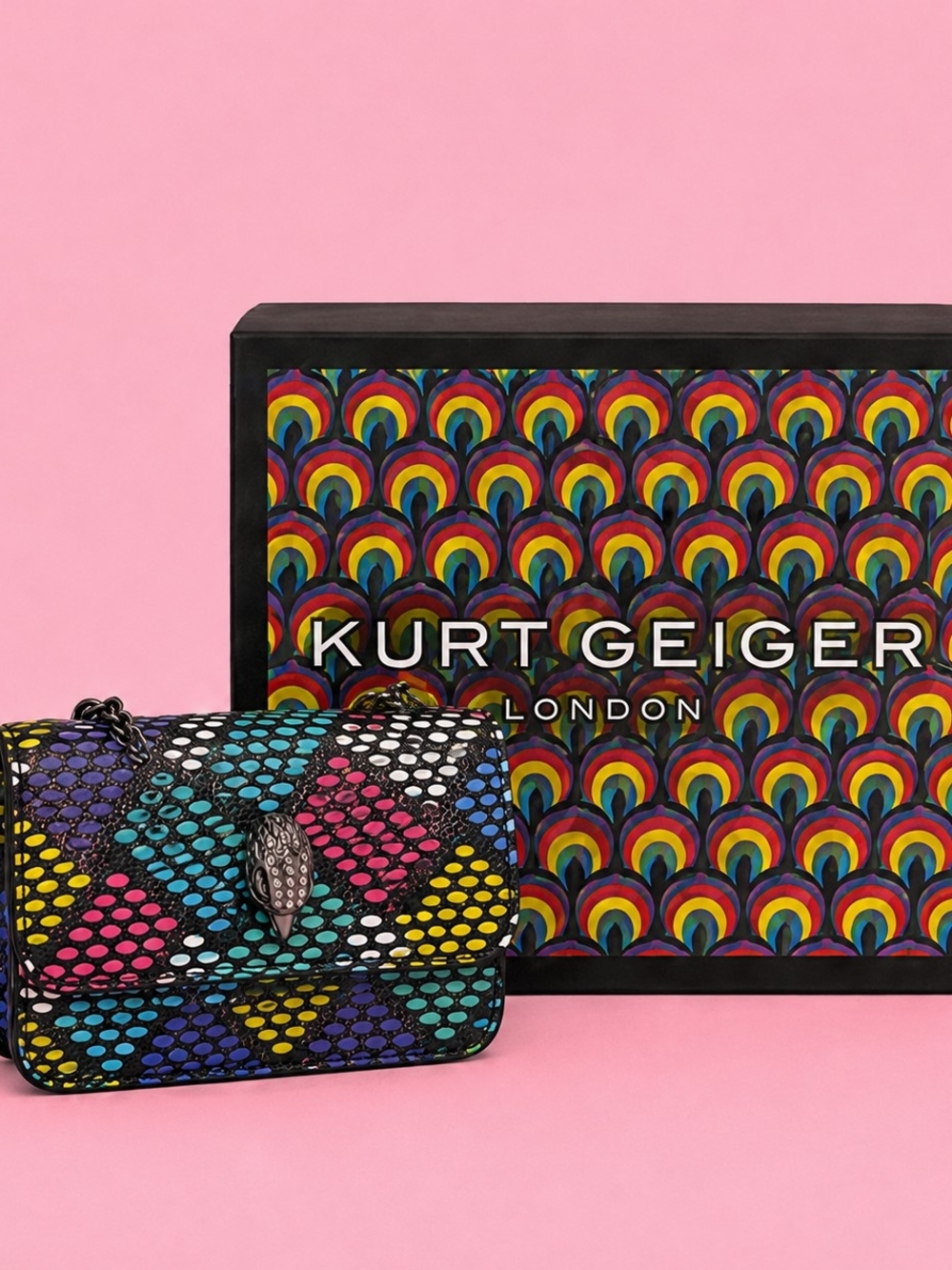 Kurt Geiger Black Multicolor Mini  Kensington Crossbody Bag